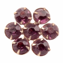 18mm Antique Czech German white metal mounted amethyst glass rhinestone flower button