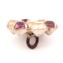 Antique Victorian amethyst crystal glass rhinestone metal flower button