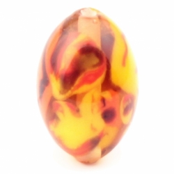 18mm Vintage Czech yellow orange marbled amber lampwork oval glass bead