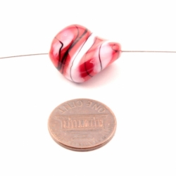 21mm Vintage Czech red white black striped twist lampwork glass bead