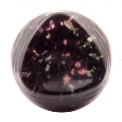 Antique Victorian Czech foil marble lampwork black and crystal bicolor glass button 13mm