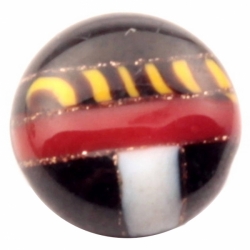 11mm Antique Victorian 1900's Czech white red yellow aventurine striped black lampwork dimi glass button