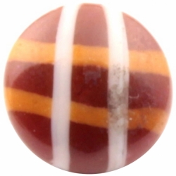 13mm Antique Victorian Czech mustard white check chocolate lampwork glass button