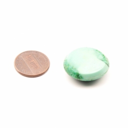 Large 24mm Czech vintage green matrix marbled faux gemstone round molded glass cabochon