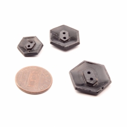 Collection (3) Czech Bohemian Art Deco 1920's geometric hexagon faceted black glass buttons