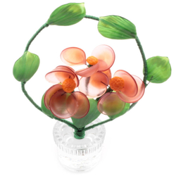 Vintage Czech lampwork Art Glass pink opaline flower bouquet arch crystal pot decoration ornament