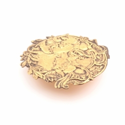 30mm Antique German Czech Art Nouveau gold metal floral pictorial Roman Caesar portrait button