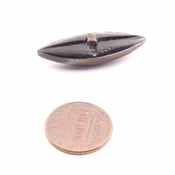 32mm antique Victorian Czech metallic iridescent oval faceted black glass button