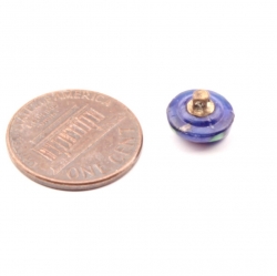 Antique Victorian Czech satin floral aventurine gold blue dimi glass button 9mm