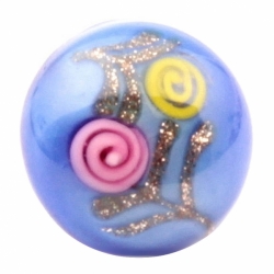 9mm Antique Victorian Czech pink yellow satin floral aventurine gold blue dimi glass button