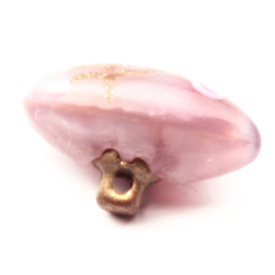 Antique Victorian Czech pink satin floral gold lampwork oval glass button 13mm