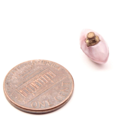 Antique Victorian Czech pink satin floral gold lampwork oval glass button 13mm