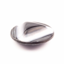 Antique Victorian Czech 28mm geometric triangle design black and white bicolor glass button