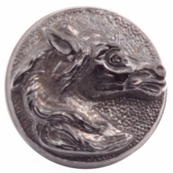 18mm antique Victorian 1880's Czech metallic lustre horse head black picture glass button