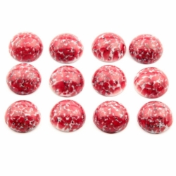 Glass cabochon Lot (12) 14mm Czech vintage red matrix marbled round domed 