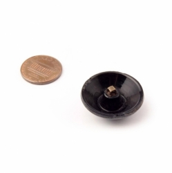 27mm antique Nouveau Arts and Crafts pewter lustre black Czech glass button