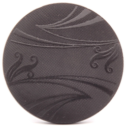 Large Antique Victorian lacy style floral scroll Czech black glass button 50mm