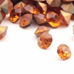 Lot (150) 5mm Czech vintage foiled round faceted topaz glass rhinestones