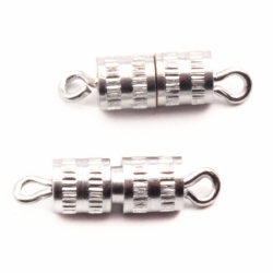 Lot (2) 8mm Czech vintage Necklace Bracelet silver tone screw barrel clasps closers