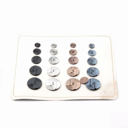Czech vintage glass buttons Sample card (20) 1920's geometric metallic black 