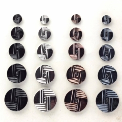 Czech vintage glass buttons Sample card (20) 1920's geometric metallic black 