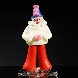 Czech vintage lampwork glass clown figurine. Zelezny Brod school of art Jaroslav Brychta