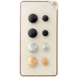 Sample card (8) antique Czech silver lustre gold gilt black glass buttons