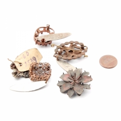 Lot (5) Czech Vintage Art Deco pin brooch elements jewelry making design findings 