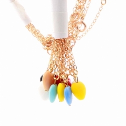 Lot (10) vintage Czech gold chain necklaces multicolor heart glass bead pendants 