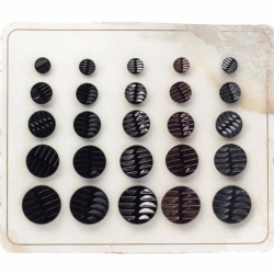 Sample card (25) Czech Deco vintage 1920's geometric metallic luster black glass buttons 