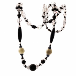 Vintage Czech fine art necklace crystal black amethyst Uranium Art Deco glass beads 