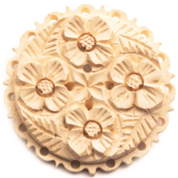 Bohemian vintage Art Deco pin brooch cream galalith plastic carved flower