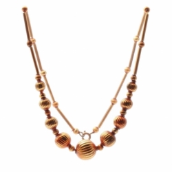 Antique Czech necklace hand blown real gold lined gradual melon glass beads