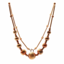 Antique Czech necklace hand blown real gold lined gradual melon glass beads