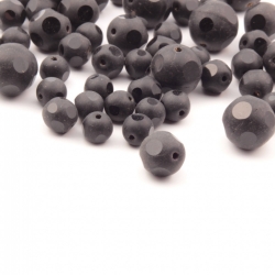 Glass beads Lot (55) Czech vintage part faceted polished matte black round