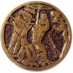 18mm antique Victorian oriental pictorial brass metal button