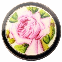 30mm Victorian silver metal Emaux Peints champleve enamel floral picture button