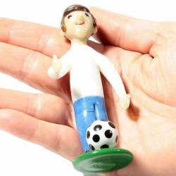 Vintage Czech lampwork art glass standing footballer figurine ornament gift