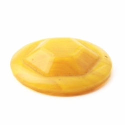 27mm vintage Czech Art Deco yellow stripe hexagon hat faceted glass cabochon