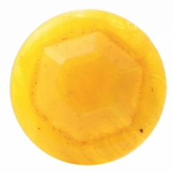 27mm vintage Czech Art Deco yellow stripe hexagon hat faceted glass cabochon