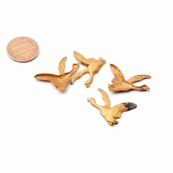 Lot (4) Czech Deco Vintage realistic flying duck pin brooch jewelry making elements stampings