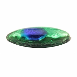 18x7mm vintage Czech Art Nouveau foil blue peacock eye oval glass cabochon