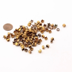 Lot (100) 4.5mm Vintage Deco Czech rhinestone prong settings jewelry making findings
