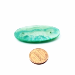 Large 46x20mm vintage Deco Czech green satin marble glass cabochon