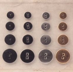 Sample card (16) large Czech vintage silver gold lustre black glass buttons 