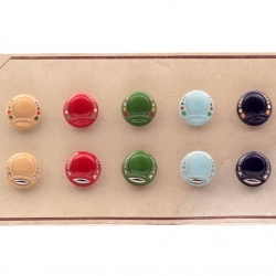 Sample card (10) 22mm Czech vintage Deco hand painted geometric scarab glass buttons