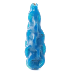 34mm vintage Czech lampwork dark aqua blue opaline bumpy art glass bead