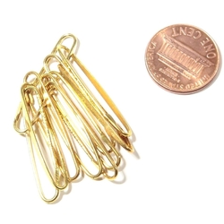Lot (10) 30mm Vintage Deco Czech gold tone brooch pins jewelry making