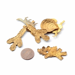Lot (7) Czech Art Deco Vintage realistic fox duck oak shell metal jewelry elements stampings