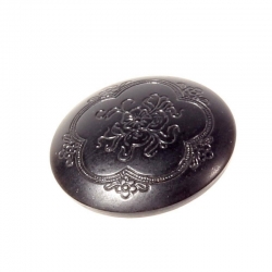 23mm Czech antique Victorian floral etched black art glass button